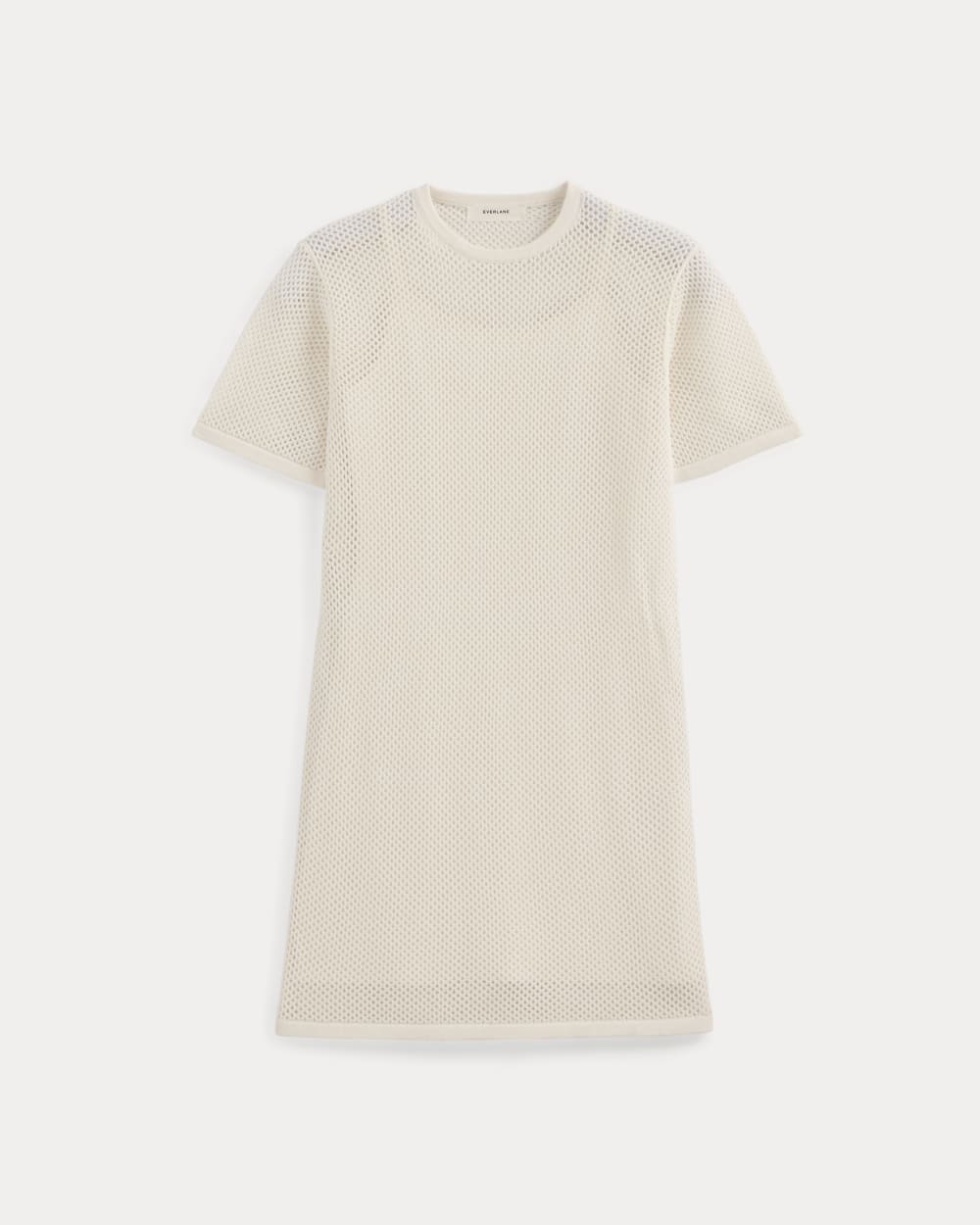 Mesh-Knit Short-Sleeve Dress in Bone — alternate view