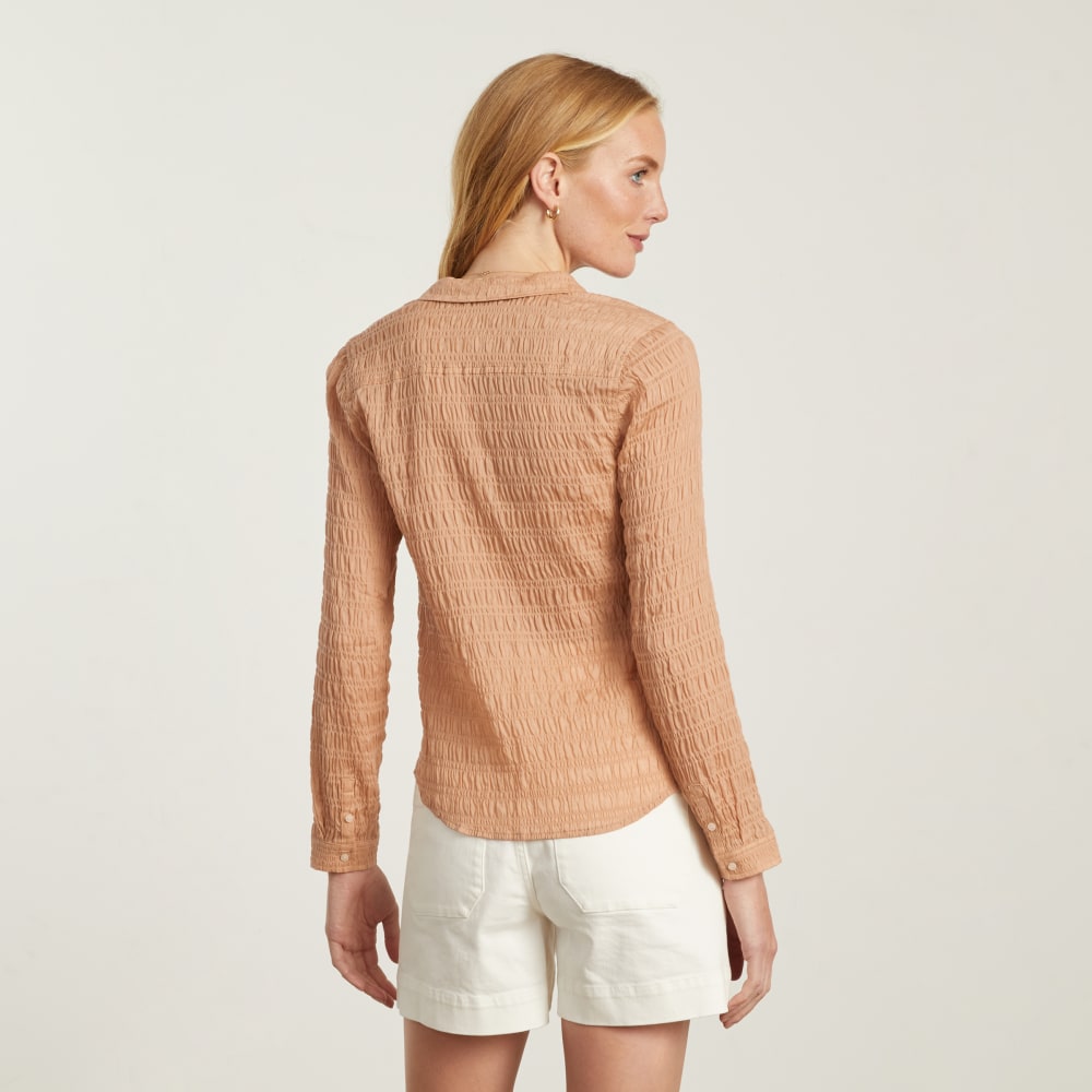 The Button Smock Top in Hazelnut — detail view
