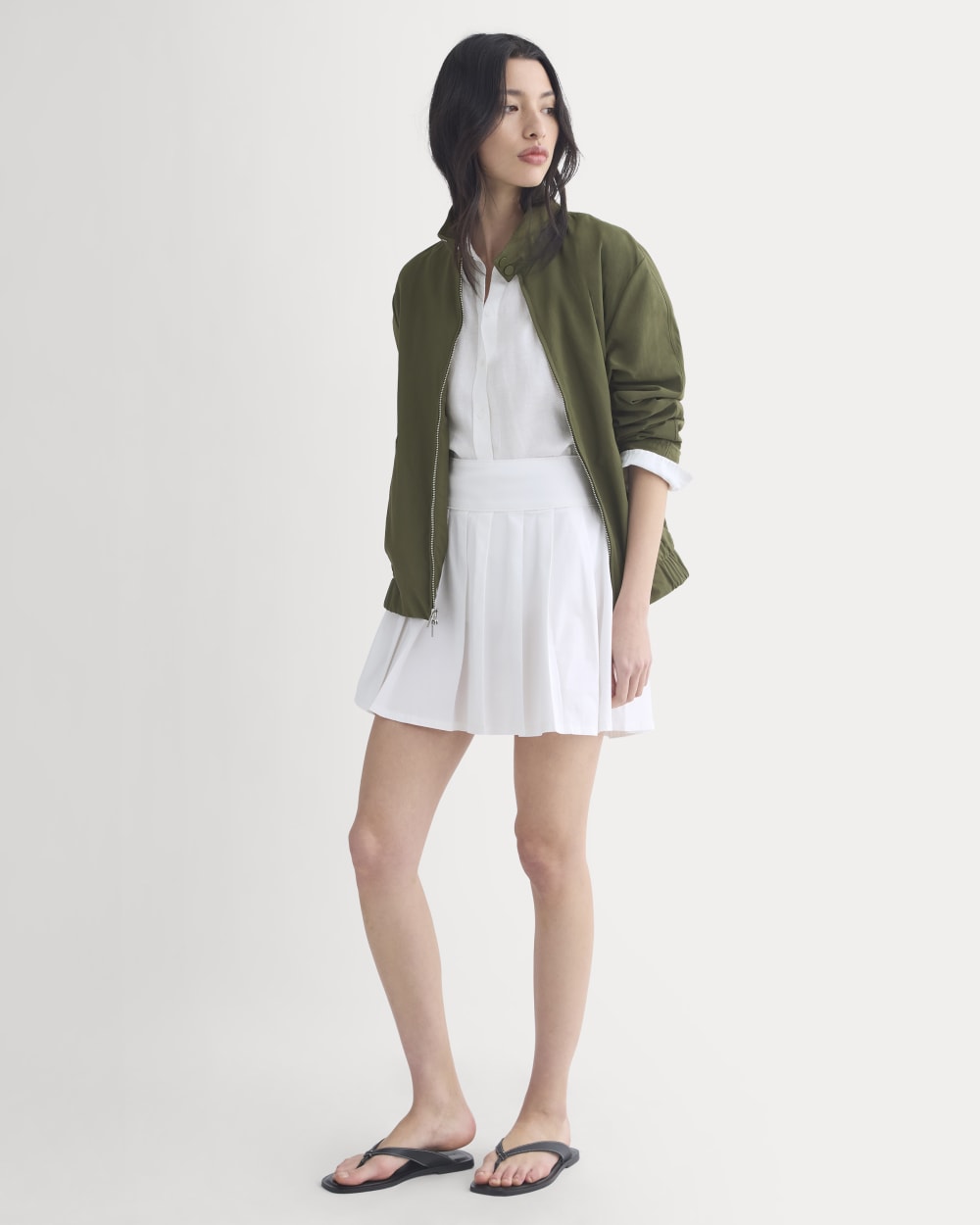 Utility Pleated Mini Skirt in White — detail view