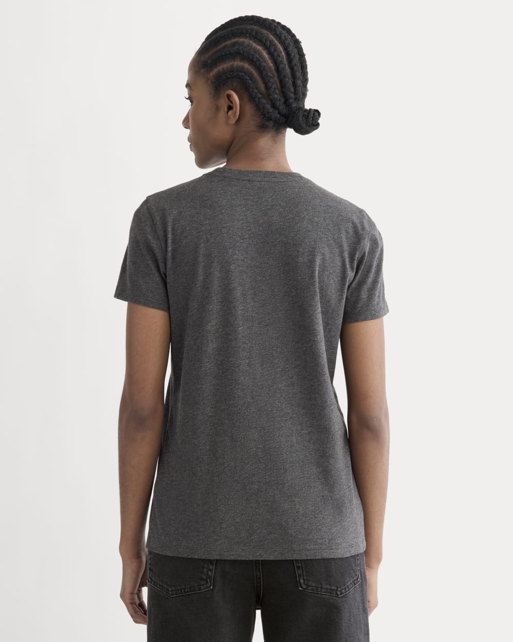 The Slim Crew in Essential Cotton in Heathered Soot — detail view