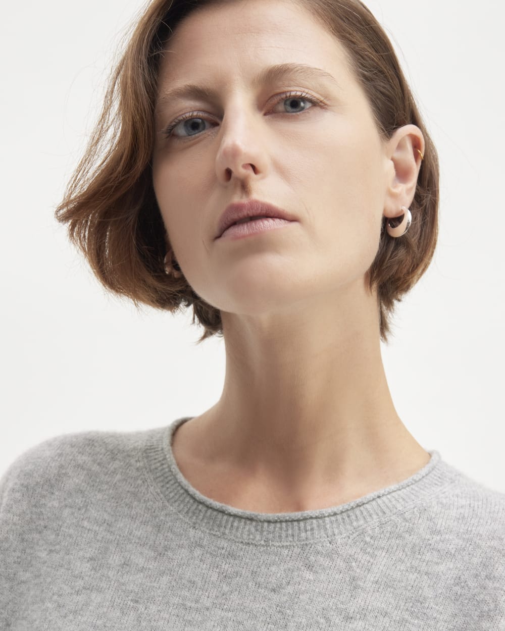 The Cozy-Stretch Crew in Heathered Grey — detail view