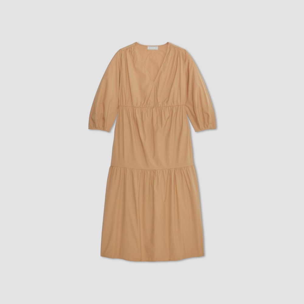 The Poplin Tiered Dress in Caramel — alternate view