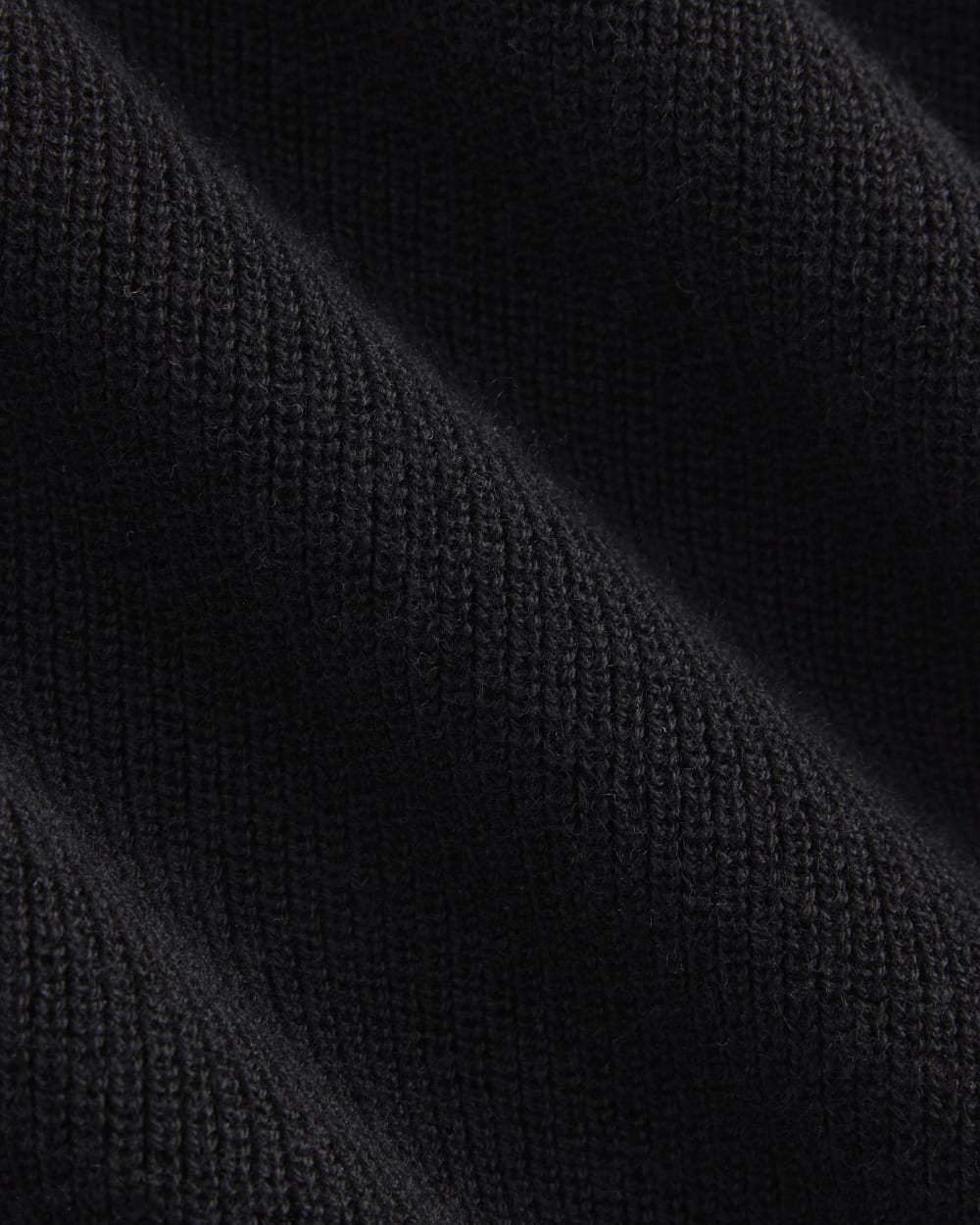 Relaxed V-Neck Midi Sweater Dress in Cotton Merino in Black — detail view