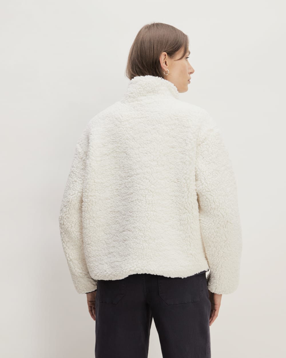 The ReNew Fleece Full Zip in Bone — detail view