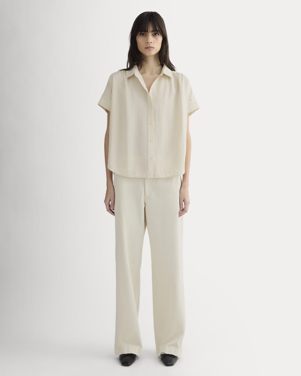 The Square Shirt in SoftLuxe in Sandshell — detail view