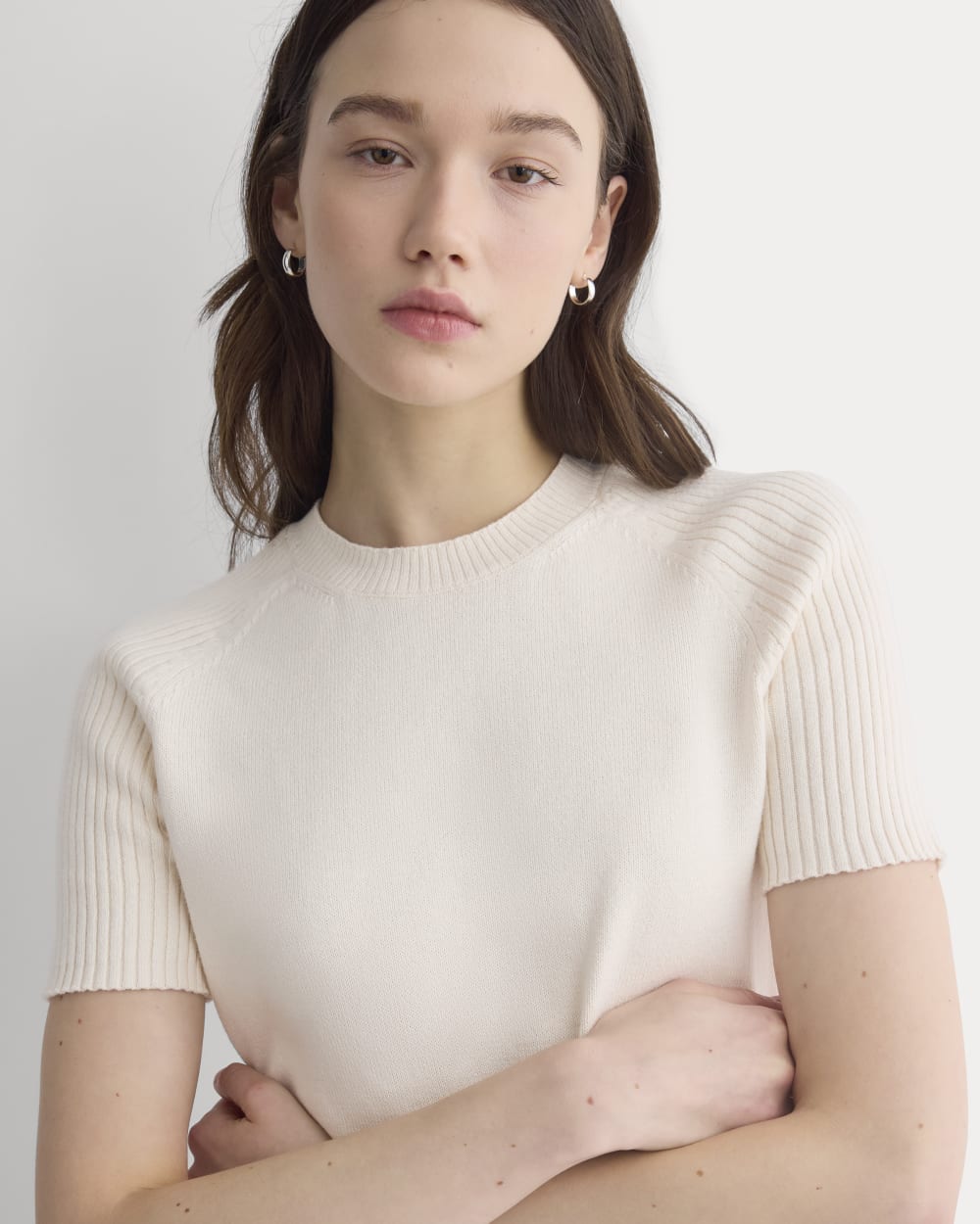 Short-Sleeve Crew in Everyday Cotton in Canvas — detail view