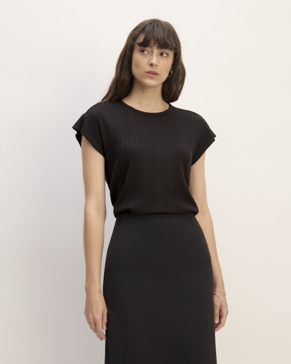 The Rib Muscle Tee in Black — front view