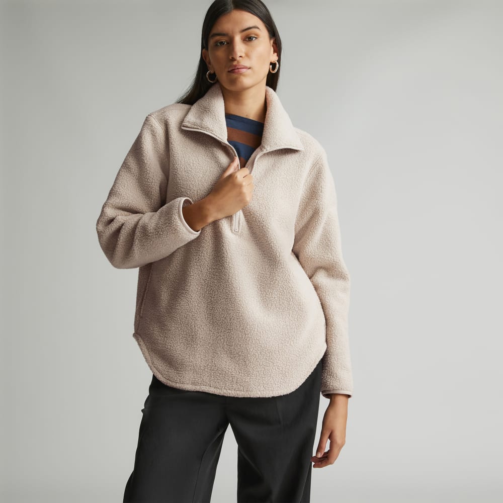 The ReNew Fleece Half-Zip in Oat — front view