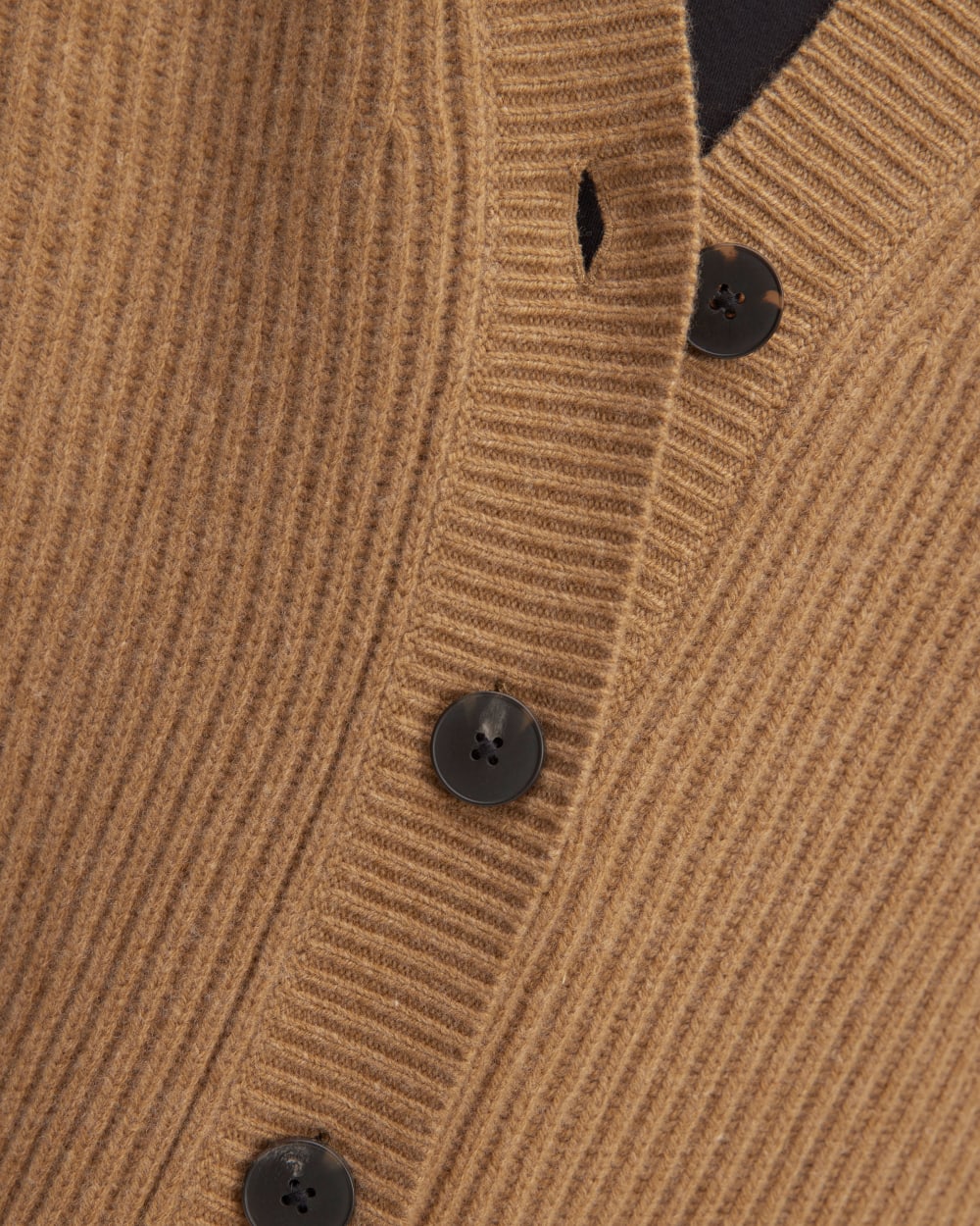 The Felted Merino Cocoon Cardigan in Deep Camel — detail view