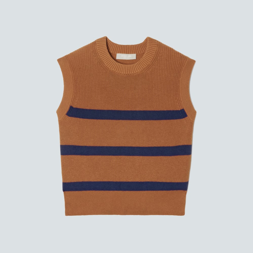 The Cotton Summer Sweater Tank in Caramel — front view