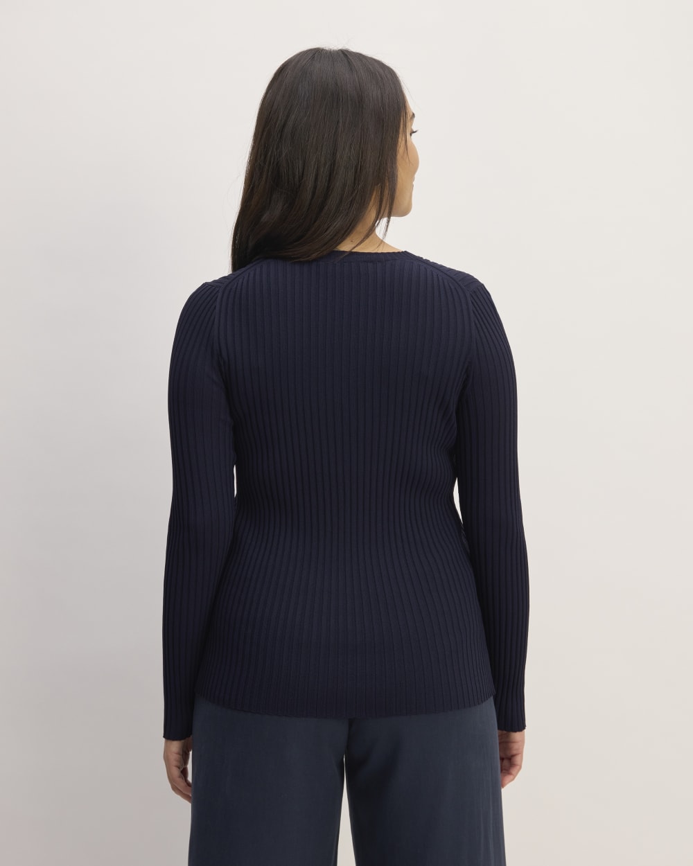 The Viscose Knit Crew in Navy — detail view