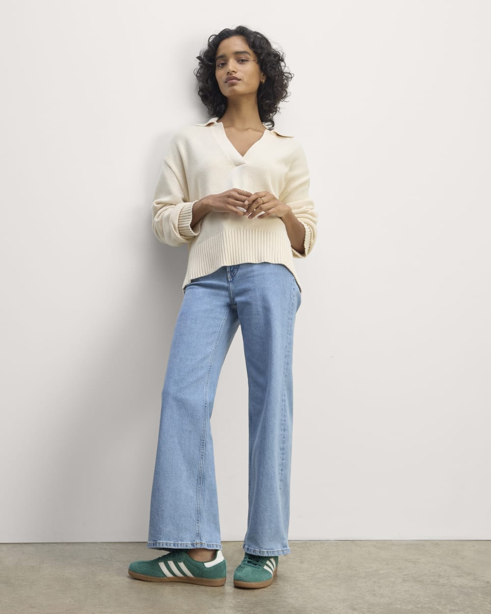 The Boxy Polo in Everyday Cotton in Canvas — detail view