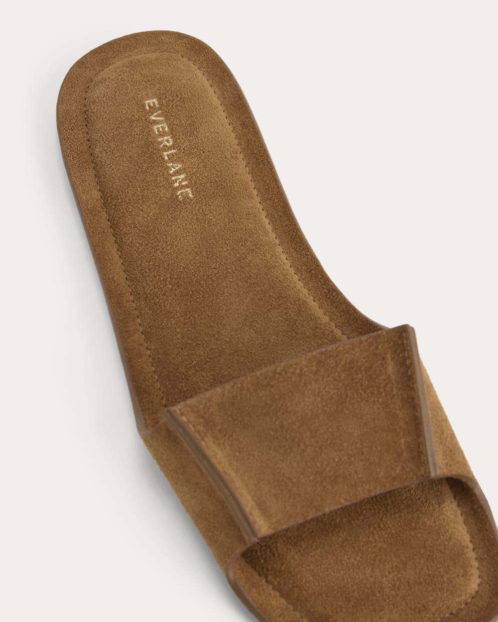 Made in Italy Opanka Band Sandal in Biscott Suede — detail view