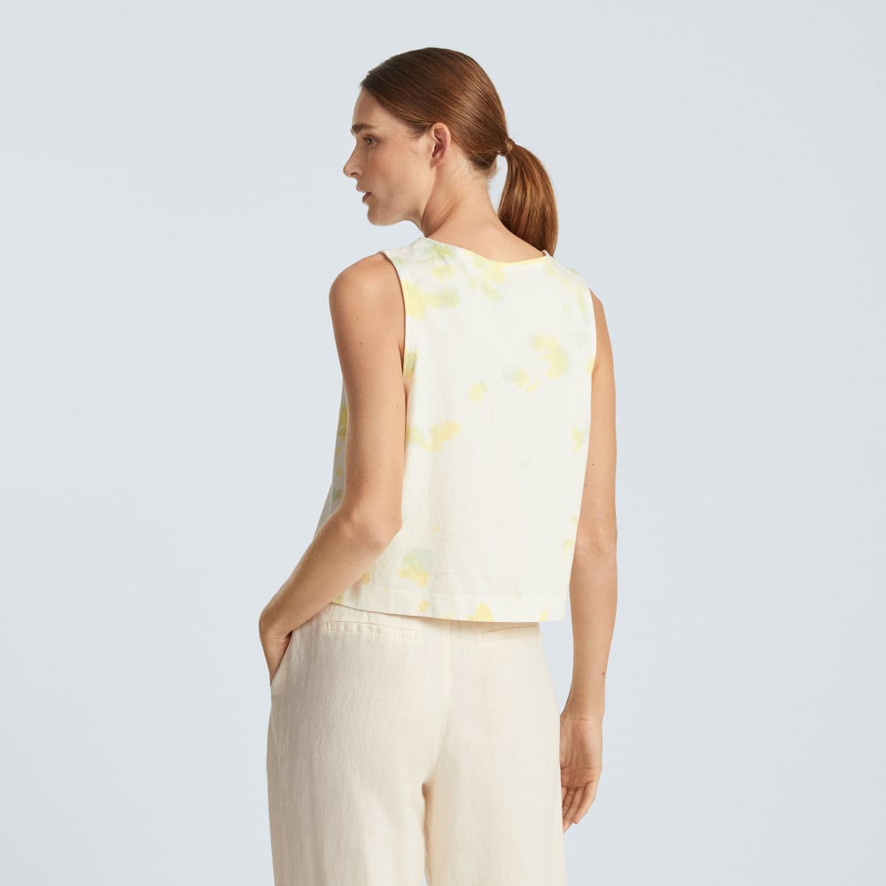 The Premium Weight Cropped Pocket Tank in Seafoam Tie Dye — detail view