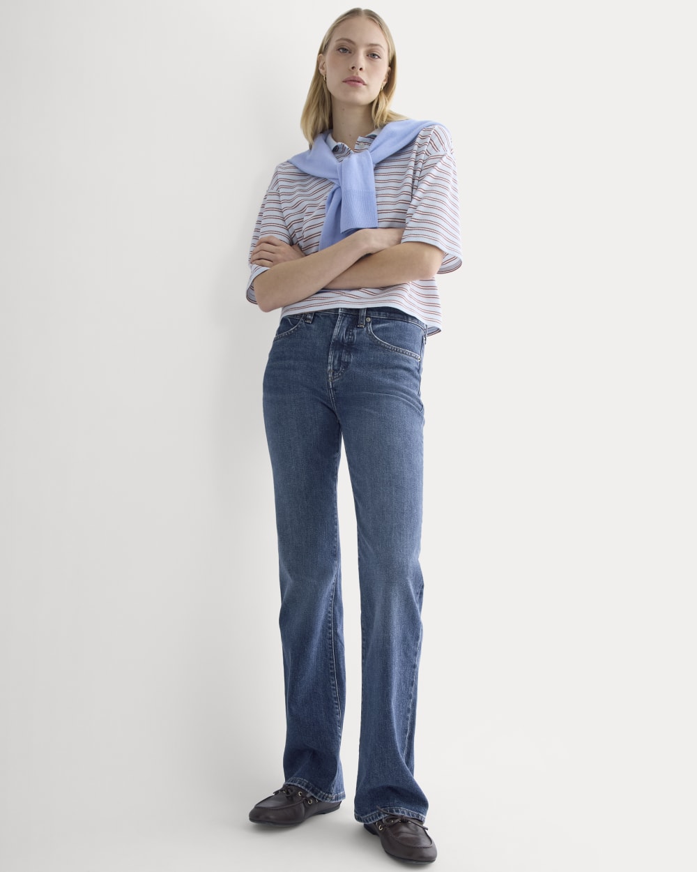 High-Rise Slim Bootcut Jean in Dark Indigo — front view