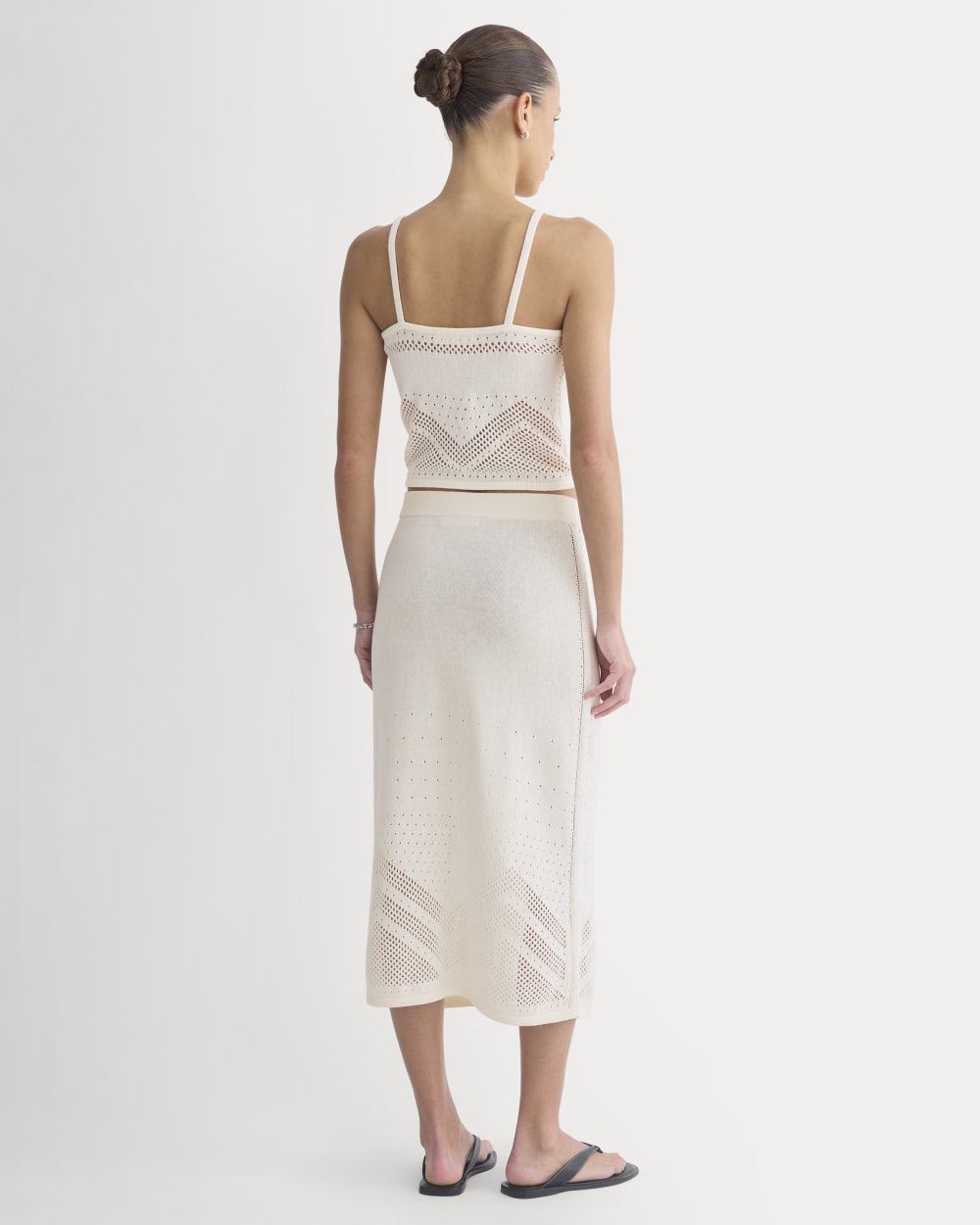 Lace-Knit Maxi Skirt in Bone — detail view