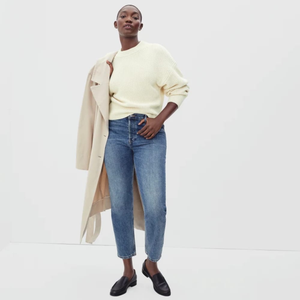 The Texture Cotton Crew in Canvas Tan — detail view