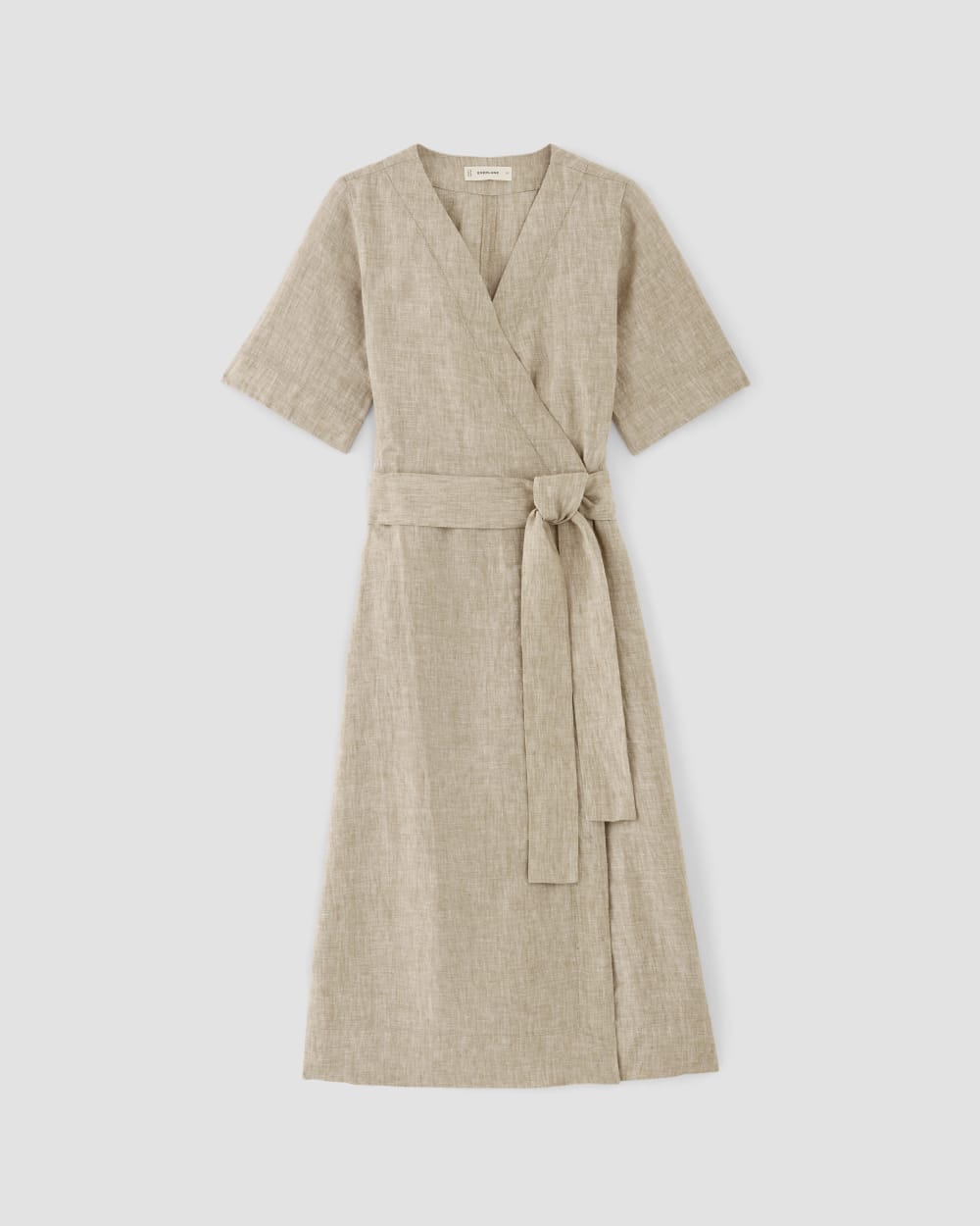 The Wrap Dress in Linen in Cornstalk Chambray — alternate view