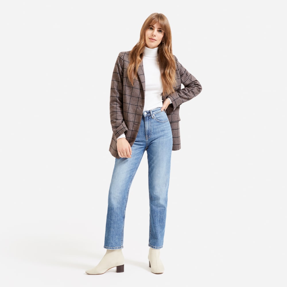 The Super-Straight Jean in Medium Blue Wash — alternate view