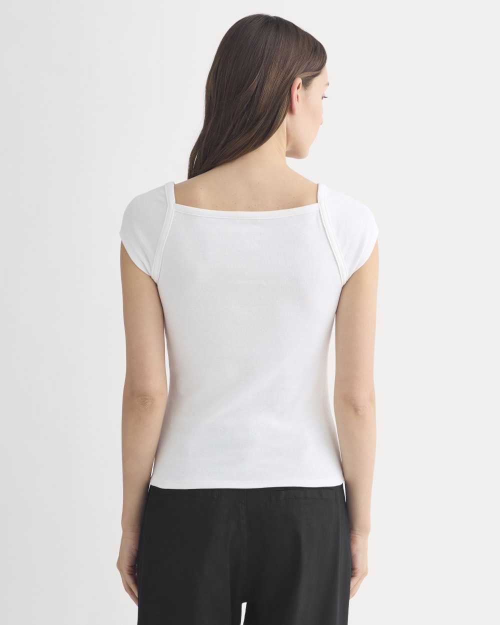 RetroSoft Cotton Square-Neck Tee in Bone — detail view