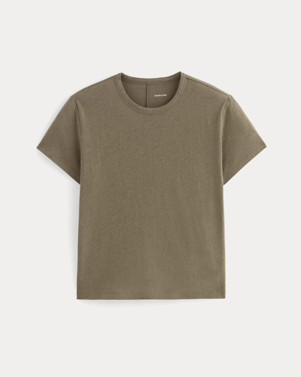 The Box-Cut Tee in Cotton Linen in Deep Taupe — alternate view