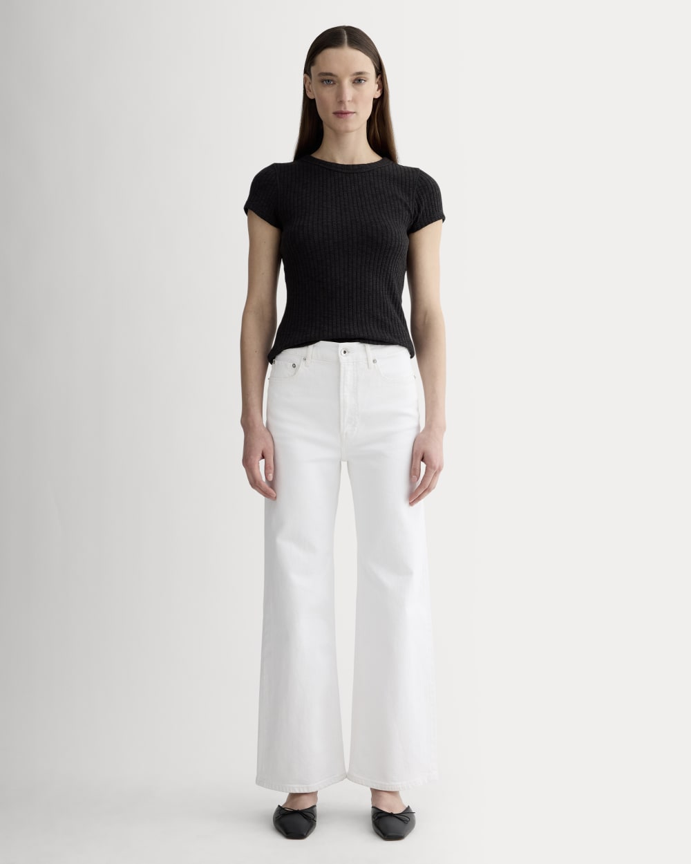 The Cozy Rib Tee in Black — detail view