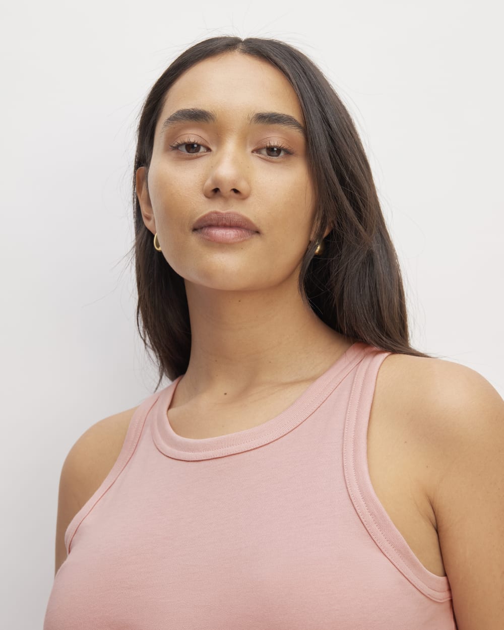 The Tank in Essential Cotton in Rose Pink — detail view