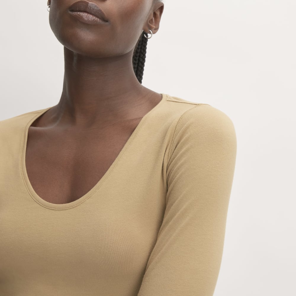 The Supima® Form Ballet Neck Tee in Tiger's Eye — detail view