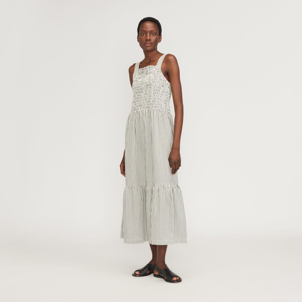 The Smock Dress in Black / Bone — front view