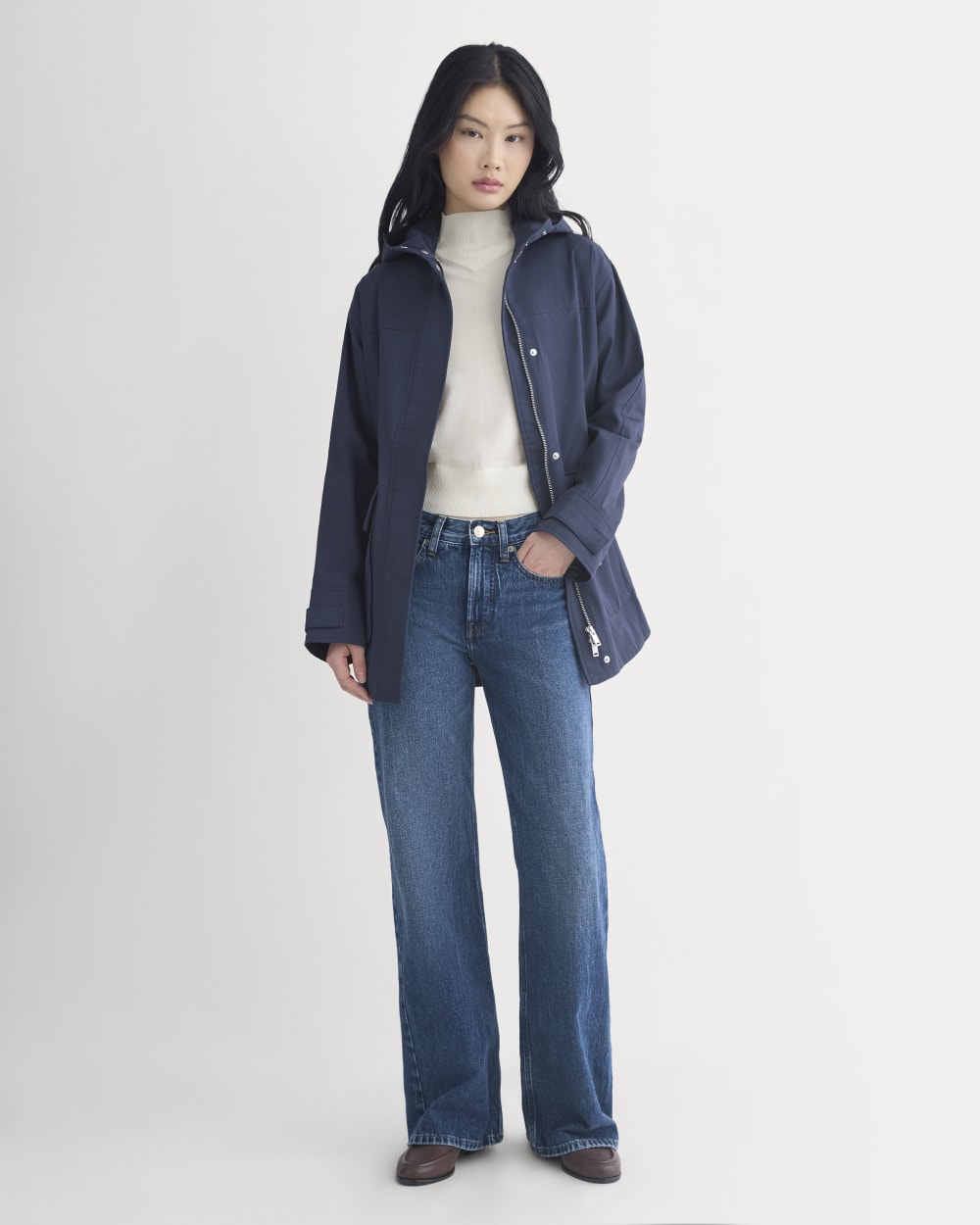 Hooded Field Jacket in Navy — detail view