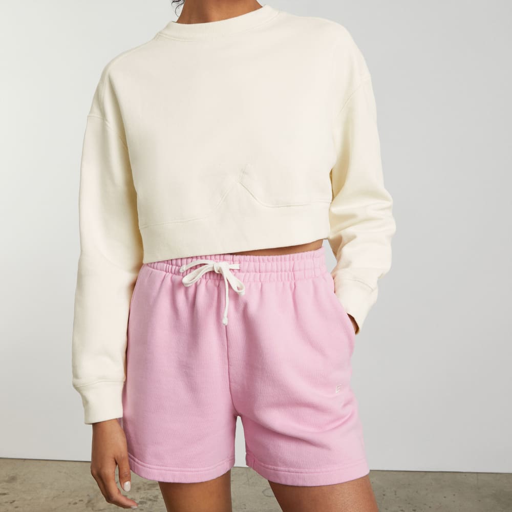 The Organic Cotton Cropped Crew in Canvas — detail view