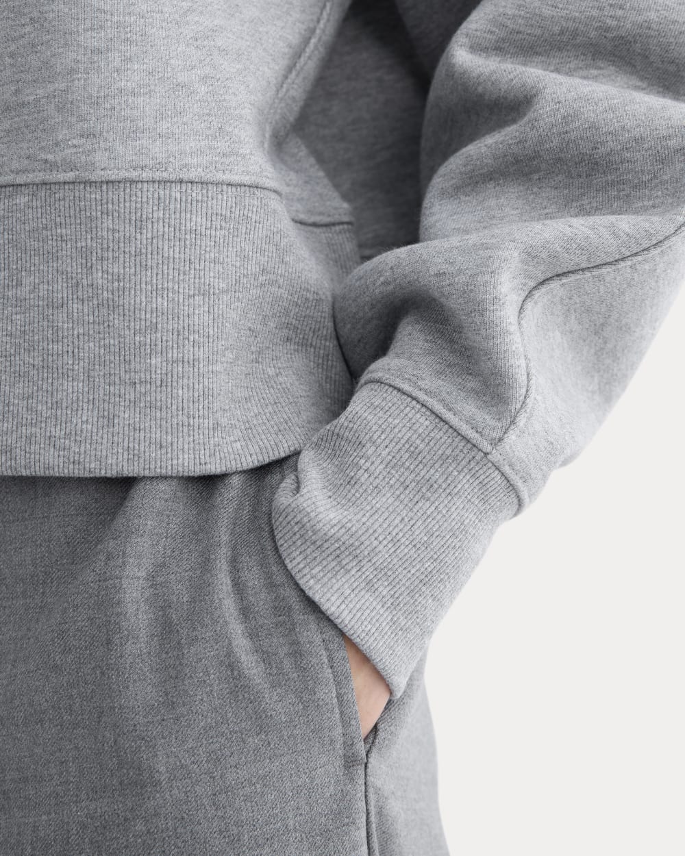 Luxe Fleece Sweatshirt in Vintage Heather Grey — detail view