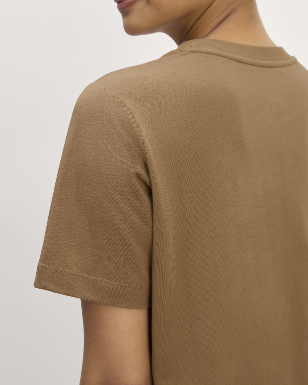 The Organic Cotton Weekend Tee Dress in Toasted Coconut — detail view