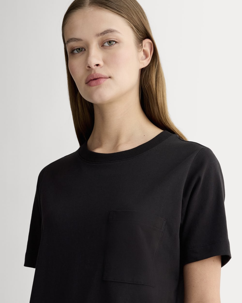 The Organic Cotton Weekend Tee Dress in Black — detail view