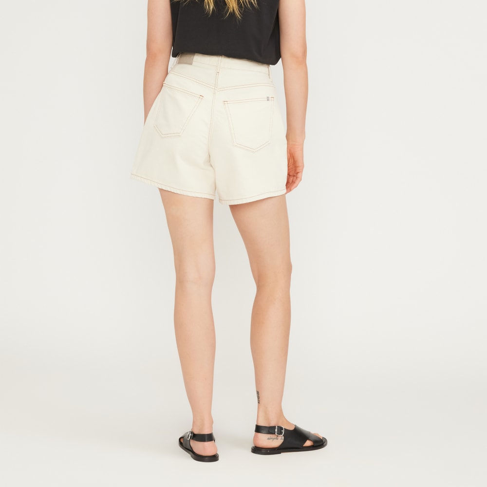 The A-Line Denim Short in Ecru — detail view