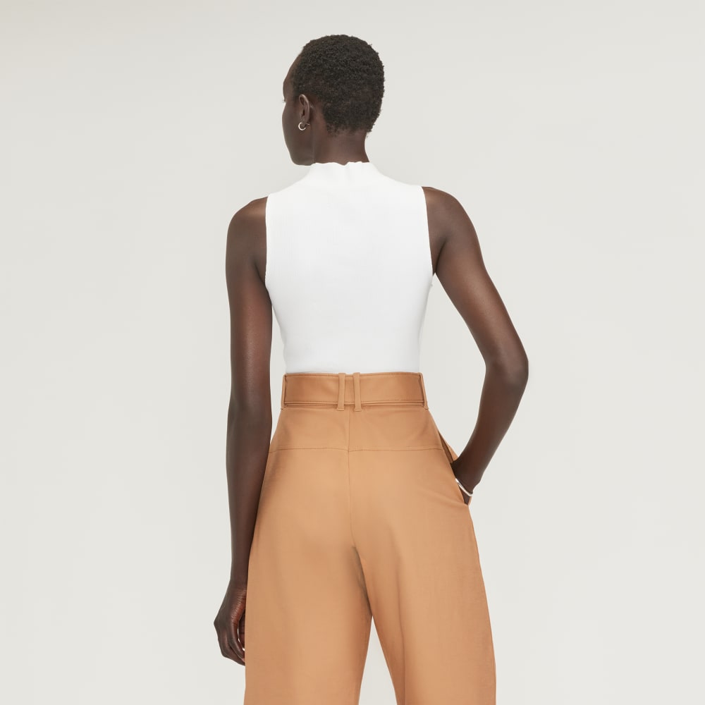 The Ribbed Mockneck Tank in White — detail view