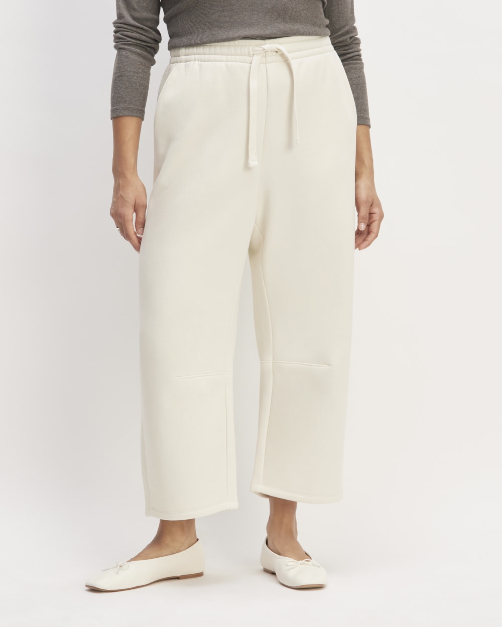 The ReTrack Barrel Sweatpant in Bone — detail view