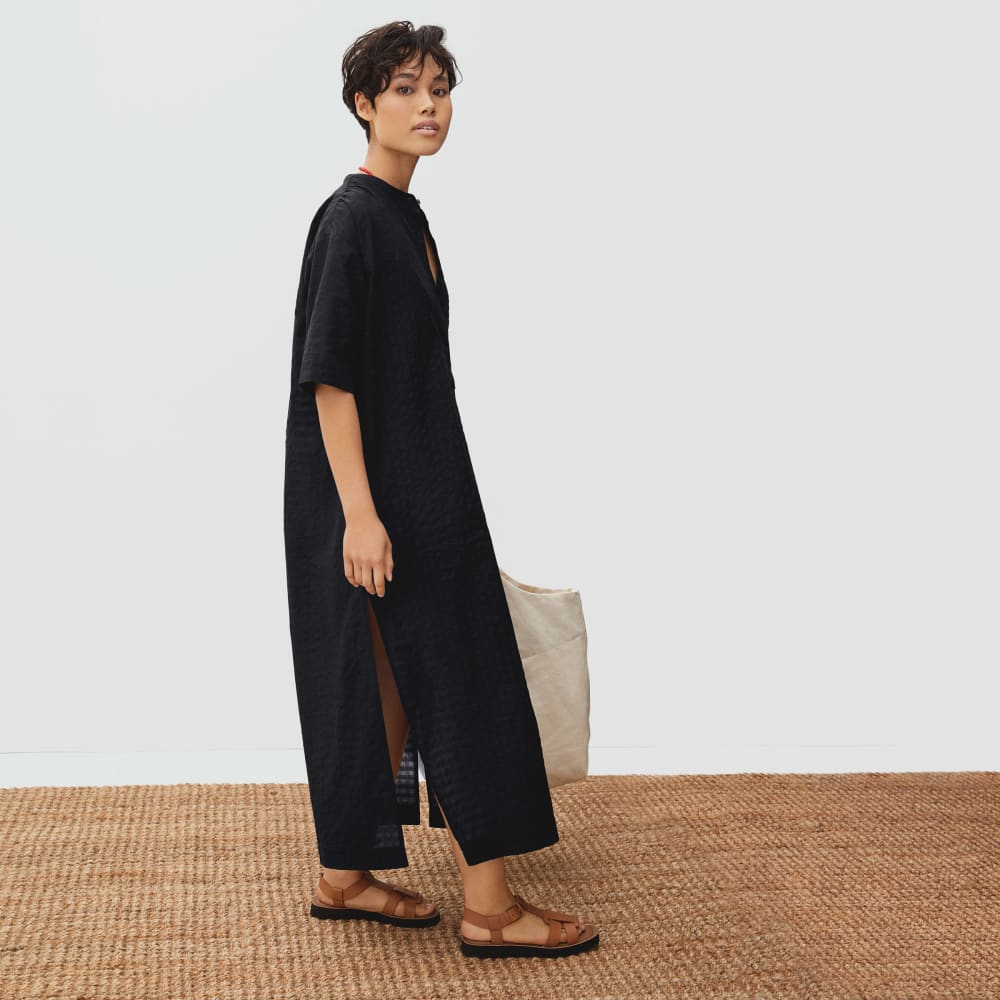 The Caftan Dress in Black Check — alternate view