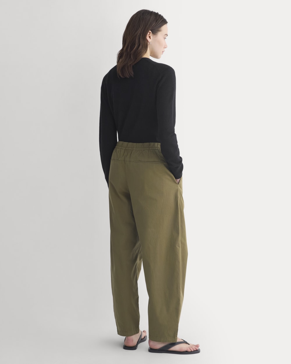Pull-On Balloon Pant in Olive — detail view