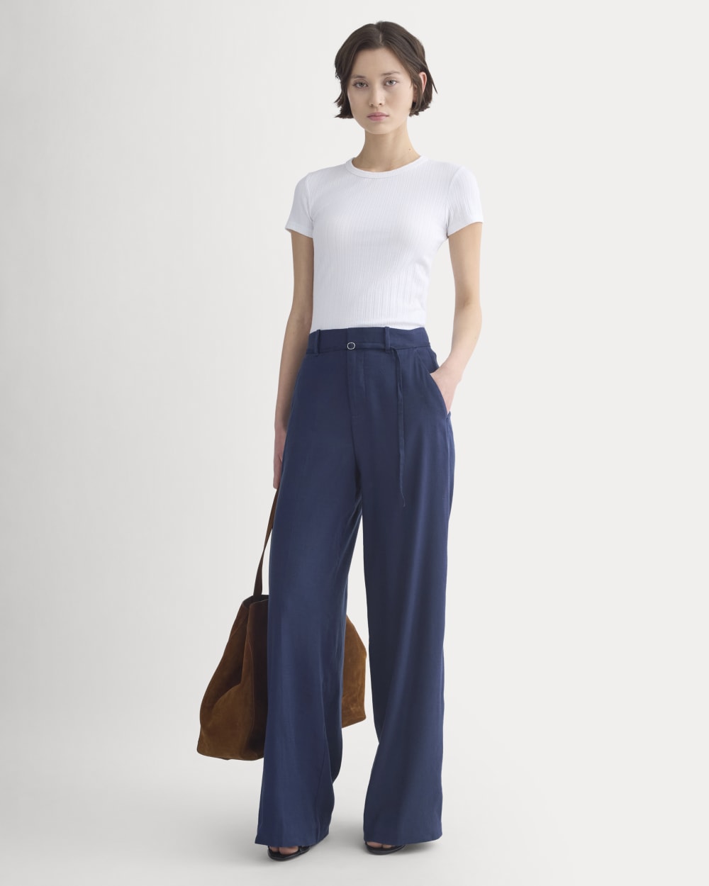 Cropped Crew in Pointelle in White — detail view