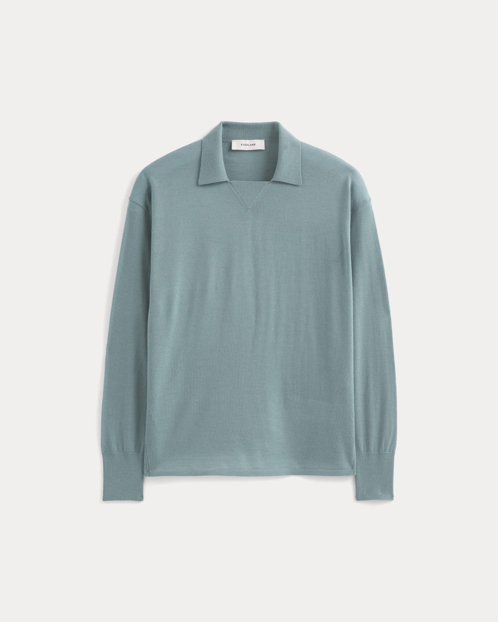 Oversized Polo in Ultrafine Merino in Gray Mist — alternate view