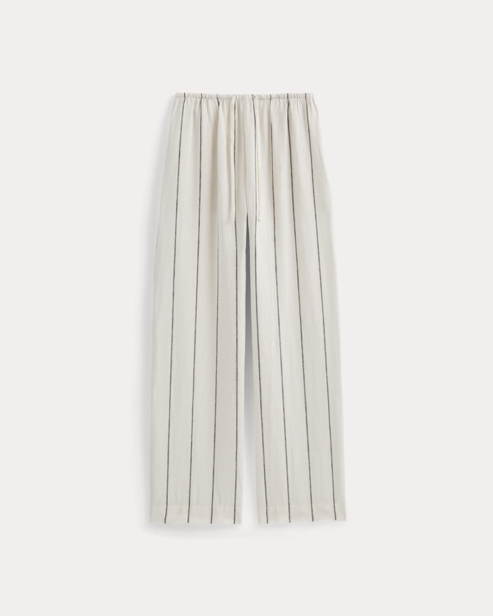 The Drawstring Pant in Linen in Gardenia/Meteorite — alternate view