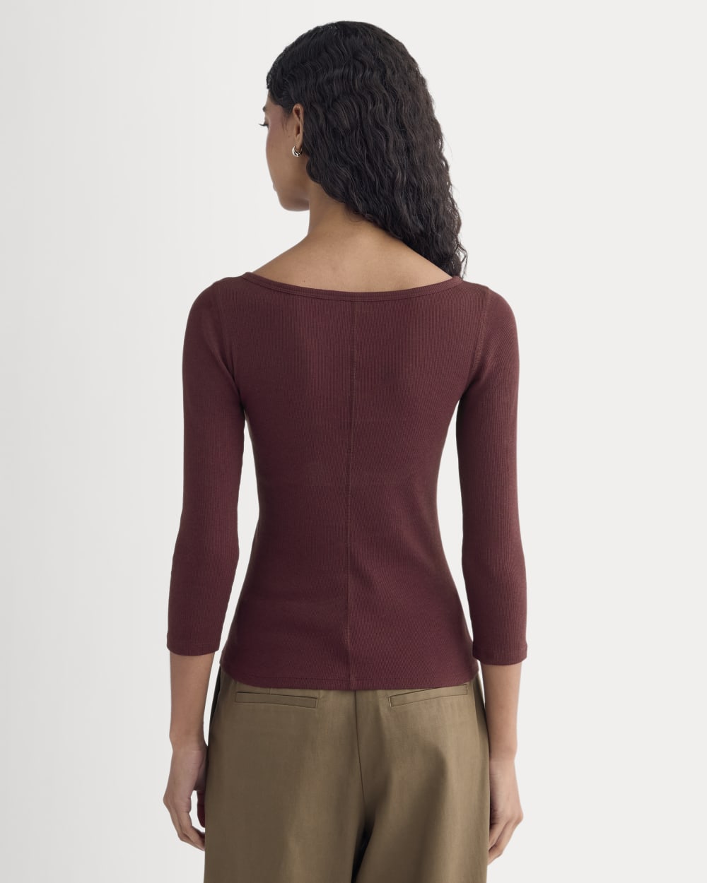 Luxe Rib 3/4 Sleeve Boatneck Tee in Heathered Port Royale — alternate view
