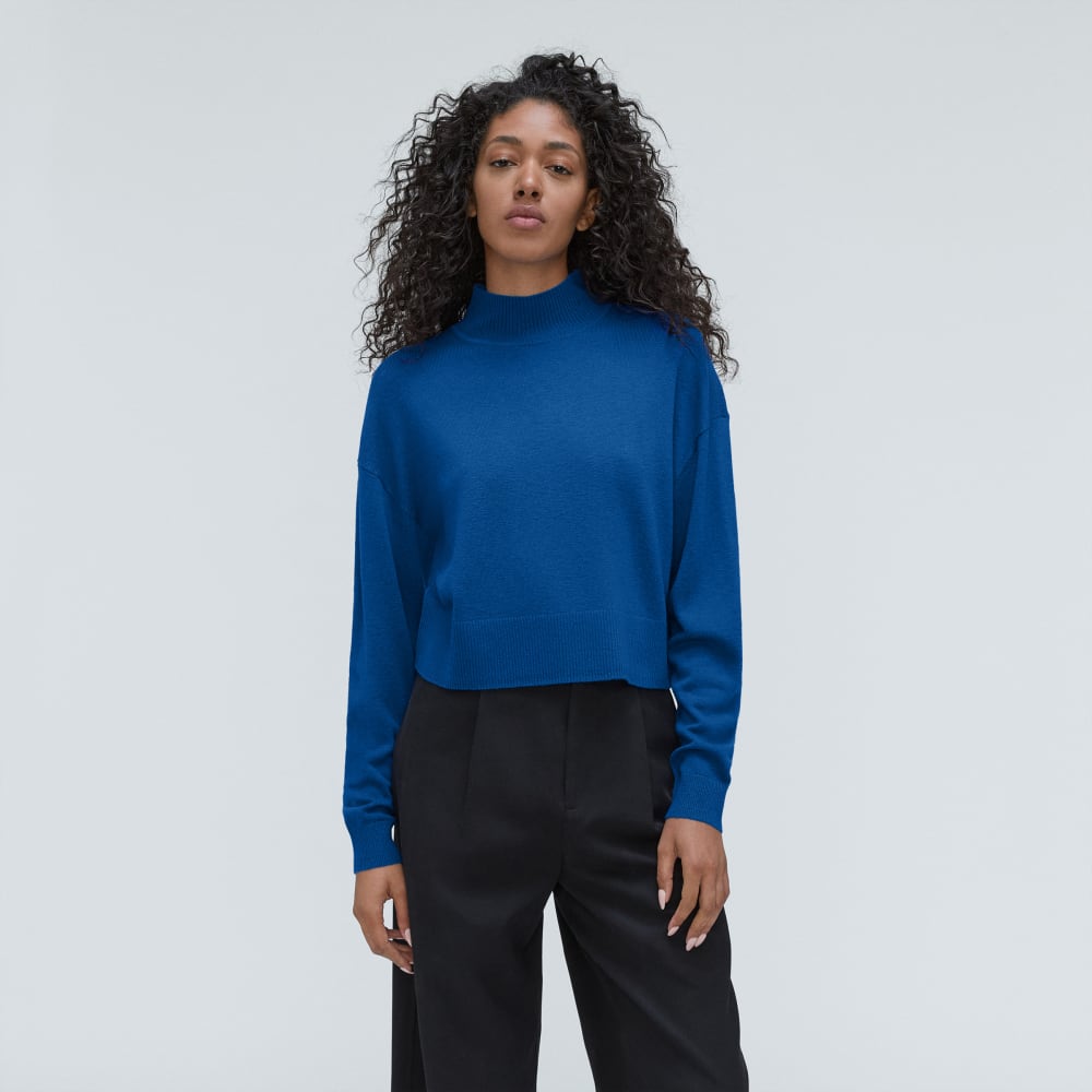 The Luxe Merino Turtleneck in Lapis Blue — front view