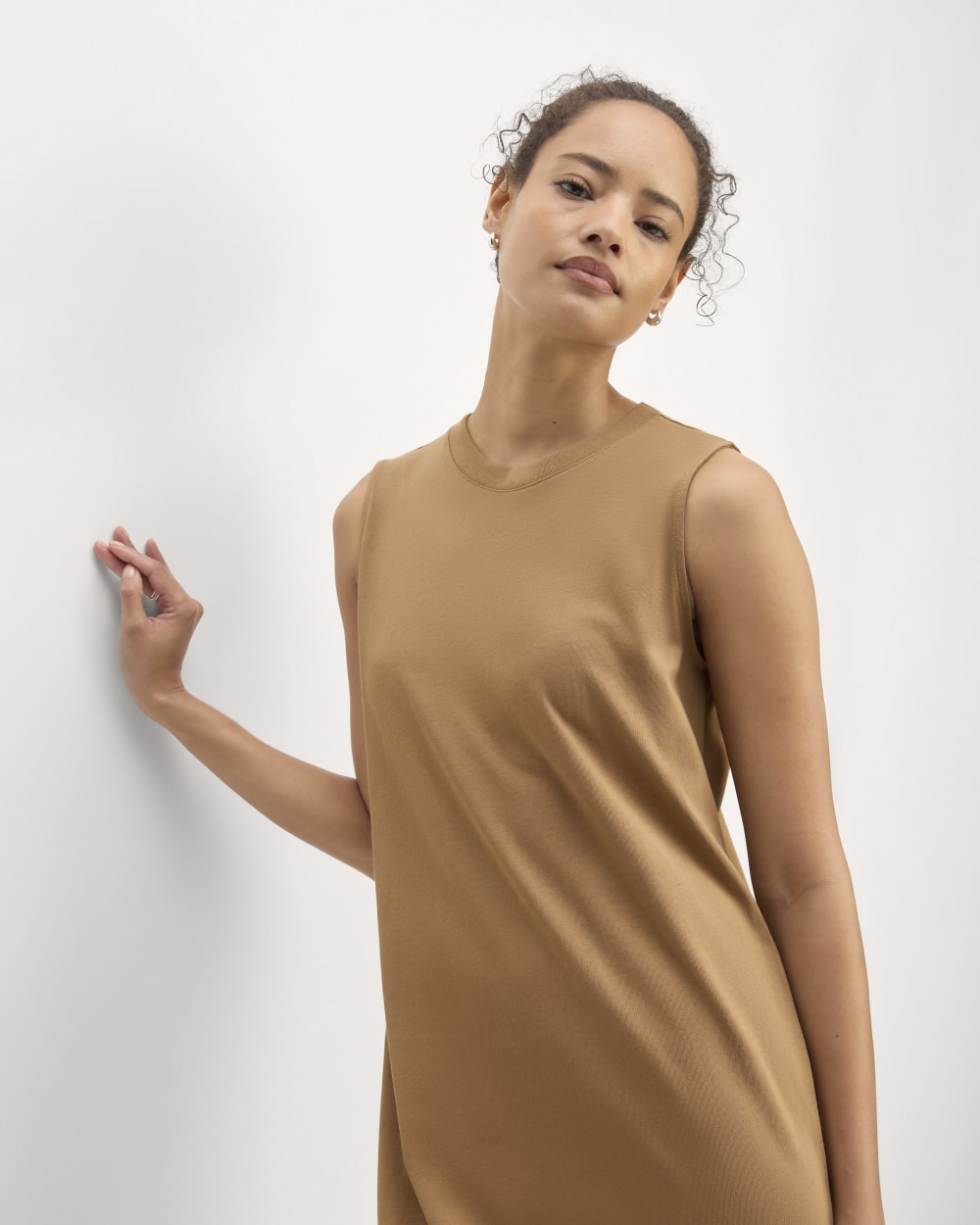 The Weekend Tank Dress in Toasted Coconut — detail view