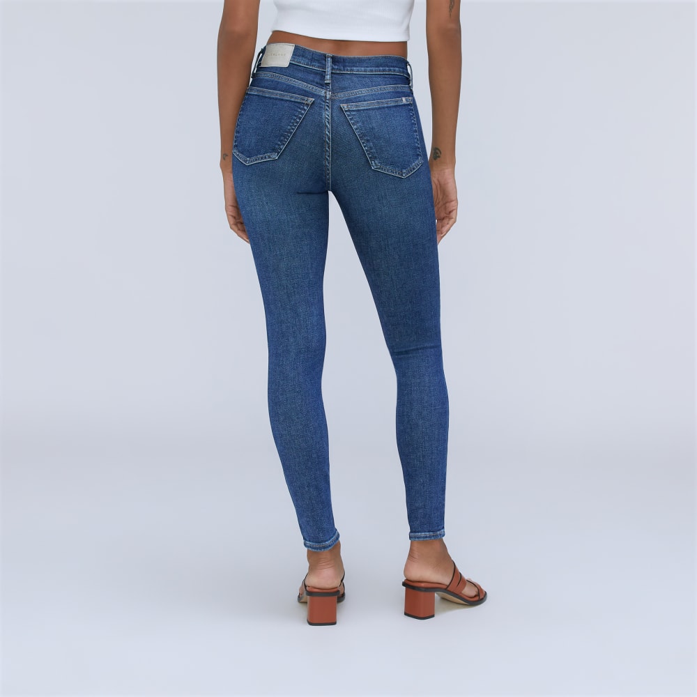 The Mid-Rise Skinny Stretch Jean in Dark Indigo — detail view