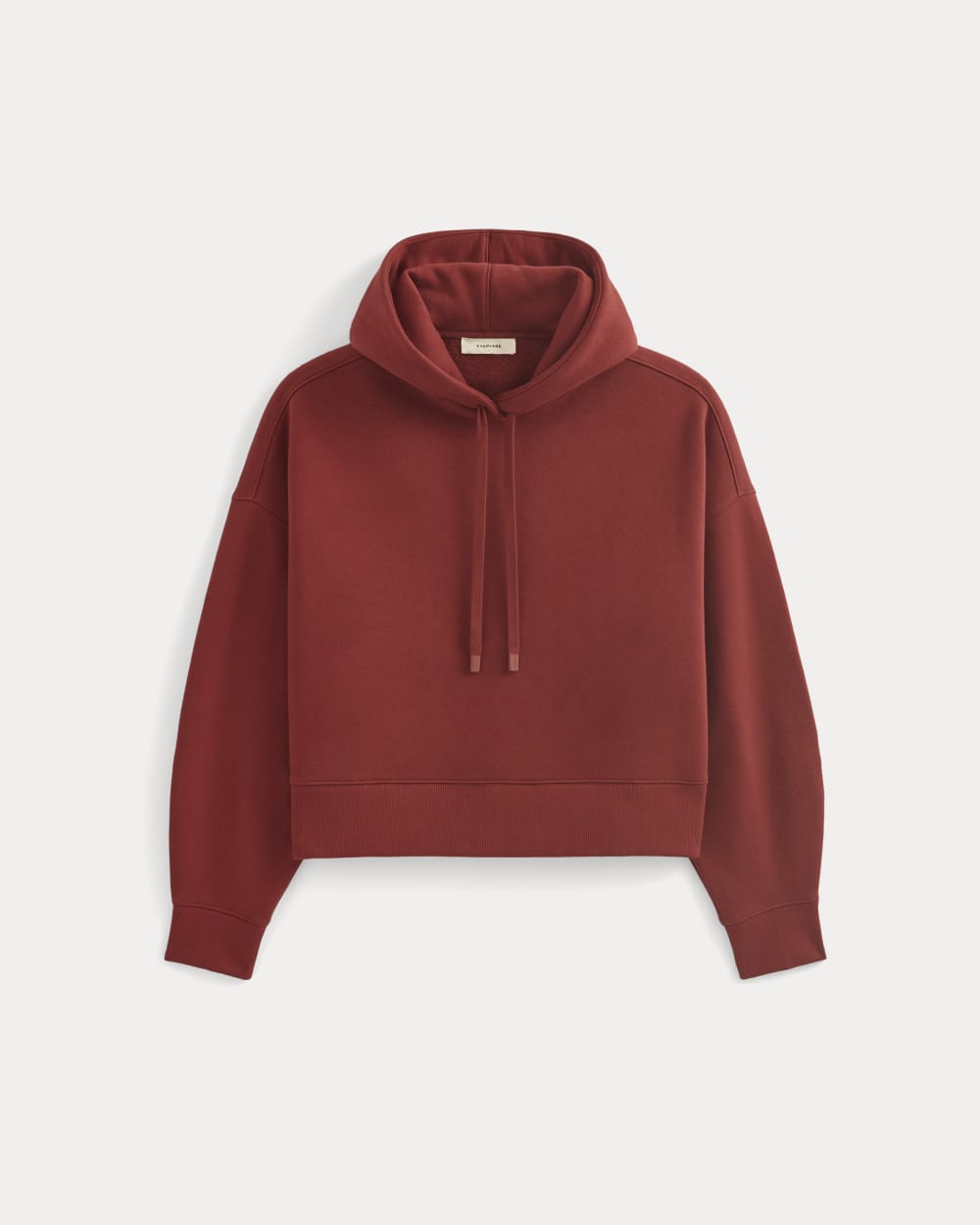Cropped Luxe Fleece Hoodie in Merlot — alternate view