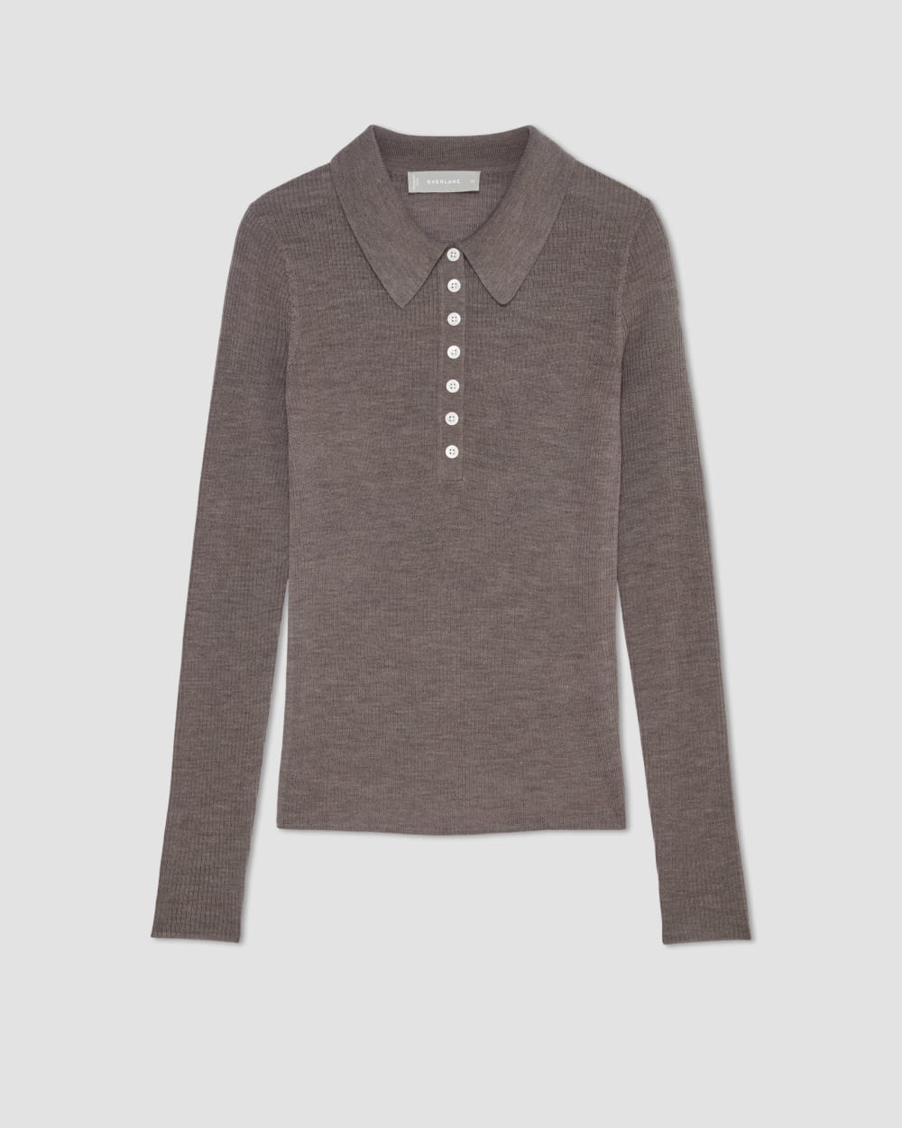The Polo in Ultrasoft Merino in Heather Cocoa — alternate view