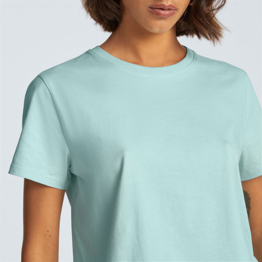 The Box-Cut Tee in Essential Cotton in Ice Blue — detail view