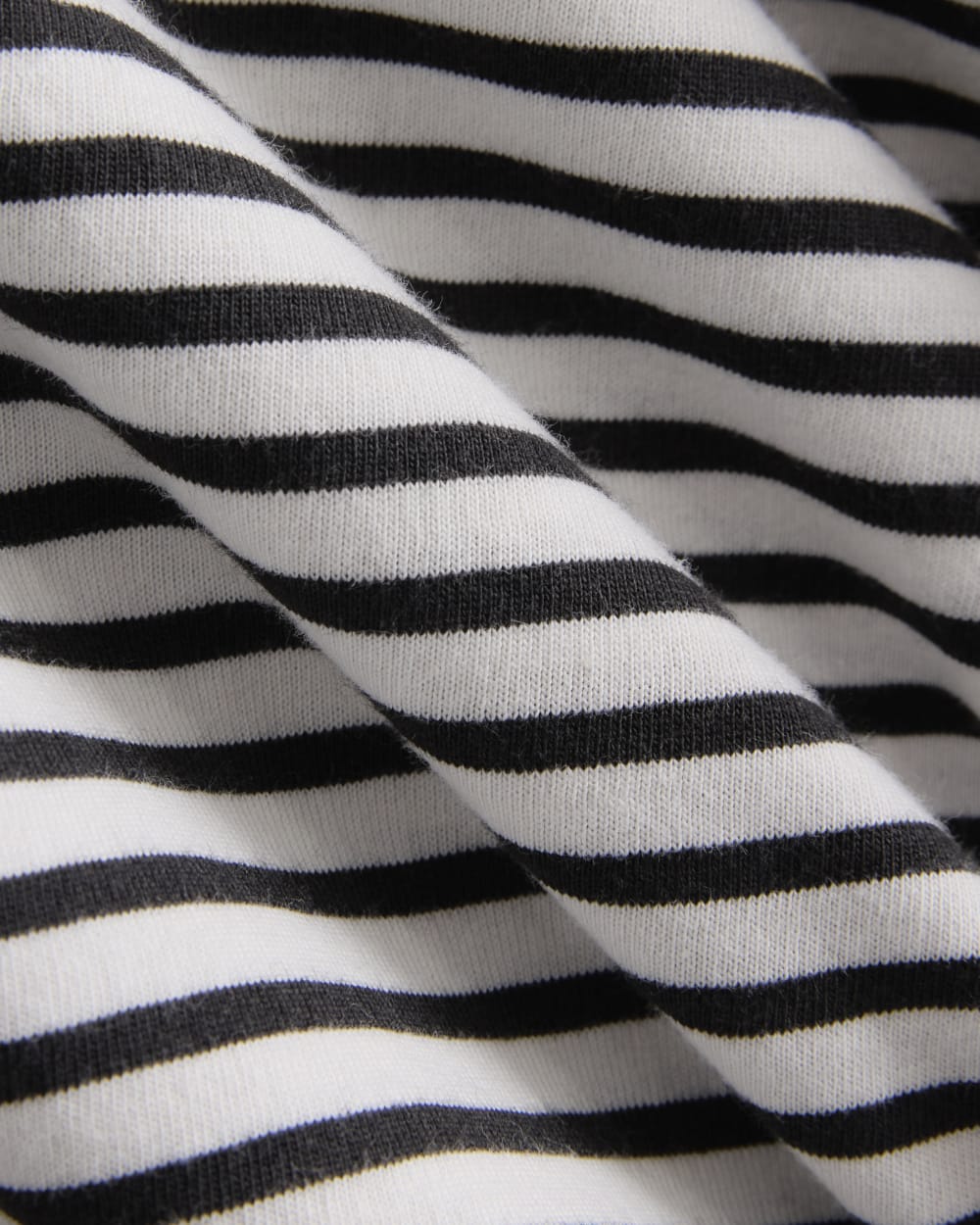 The Slim Crew in Essential Cotton in Bone / Pirate Black Stripe — detail view
